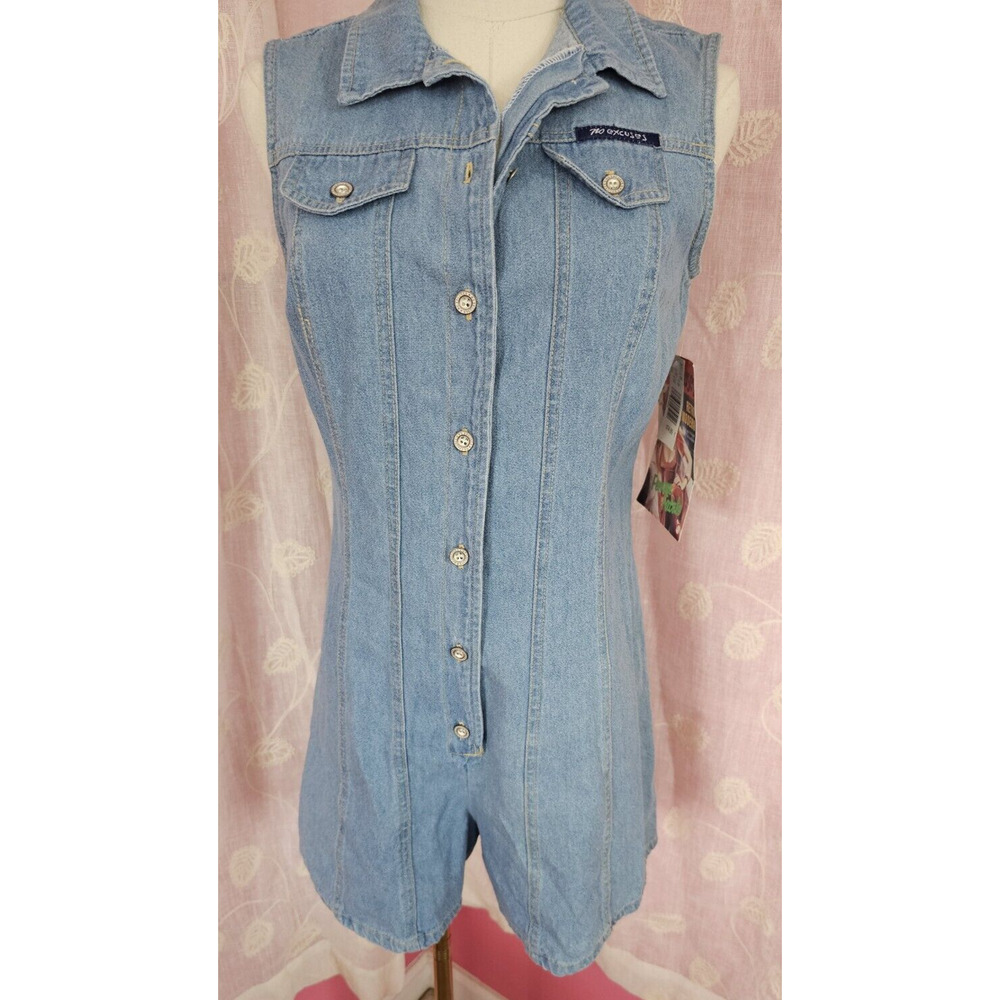 Vintage WITH TAGS 90s No Excuses‎ Denim Jean Overalls Shortalls Shorts Y2K S